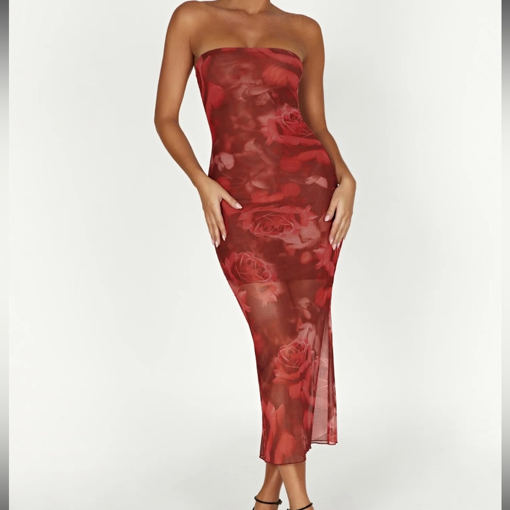 SOLD - Meshki Aphrodite strapless mesh dress